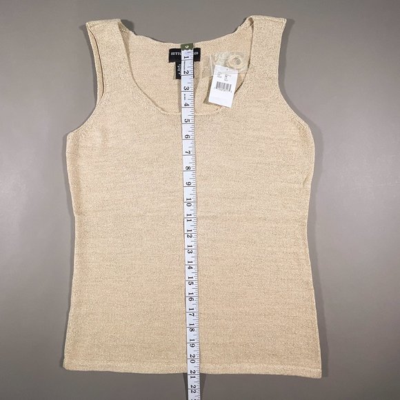 Sutton Studio Petite Gold Sparkle Sleeveless Tank Top‎ Size PS - Picture 6 of 12